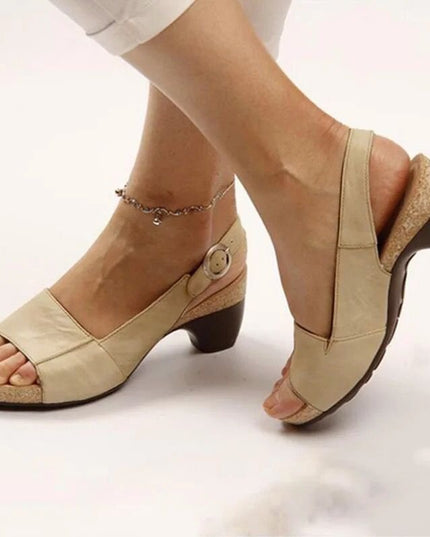 Damskie Sandały Slingback na Słupku z Klamrą Letnie