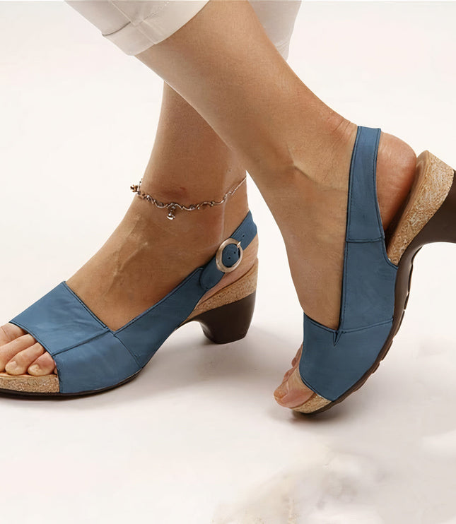 Damskie Sandały Slingback z Odkrytym Noskiem na Słupku z Klamrą
