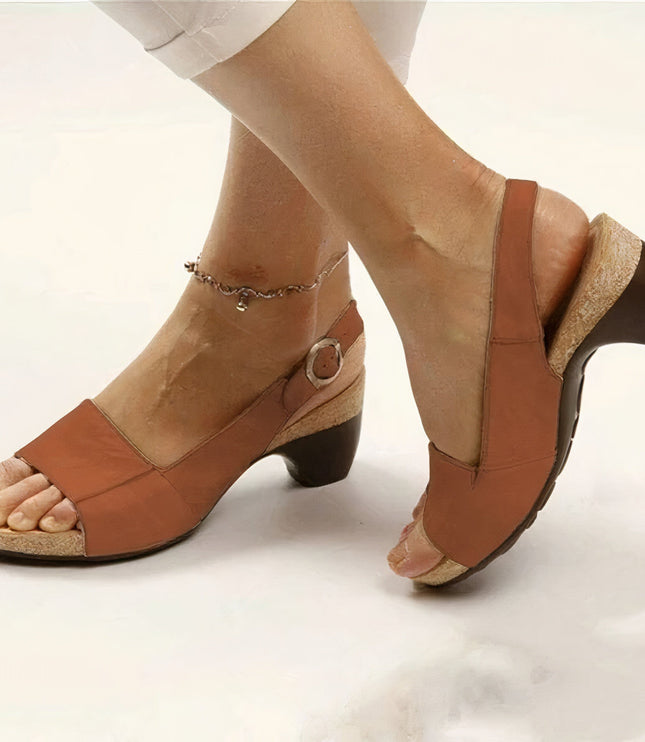 Damskie Sandały Slingback z Odkrytym Noskiem na Słupku z Klamrą