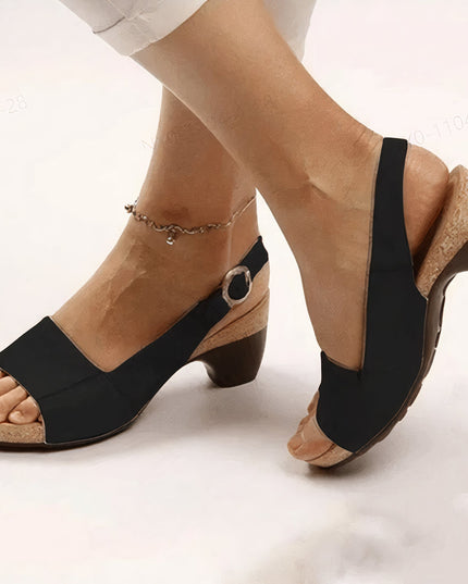 Damskie Sandały Slingback z Odkrytym Noskiem na Słupku z Klamrą