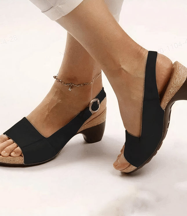 Damskie Sandały Slingback z Odkrytym Noskiem na Słupku z Klamrą