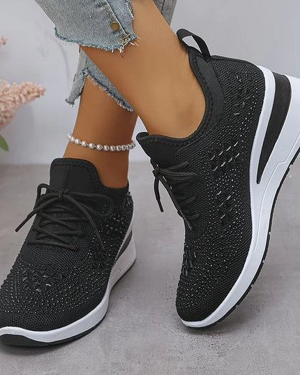 Damskie Sneakersy Ortopedyczne z Wkładką i Błyszczącym Detalem