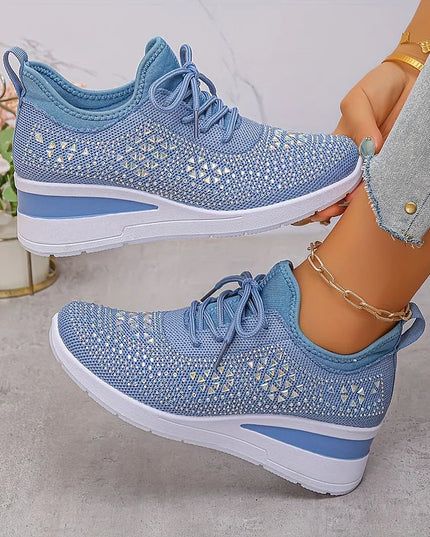 Damskie Sneakersy Ortopedyczne z Wkładką i Błyszczącym Detalem