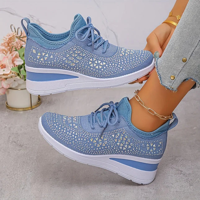 Damskie Sneakersy Ortopedyczne z Wkładką i Błyszczącym Detalem