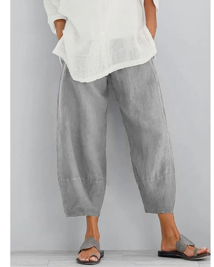 Damskie Spodnie Haremki Cropped z Gumą w Pasie Letnie