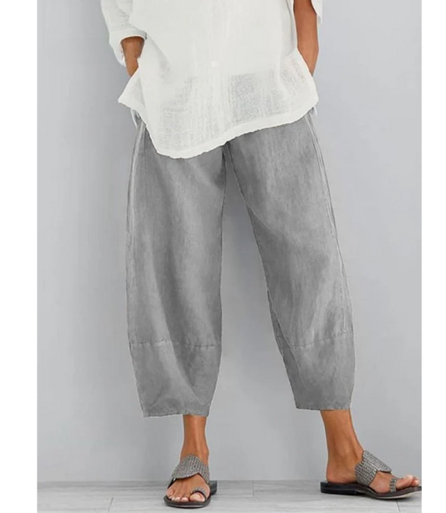 Damskie Spodnie Haremki Cropped z Gumą w Pasie Letnie
