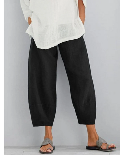 Damskie Spodnie Haremki Cropped z Gumą w Pasie Letnie