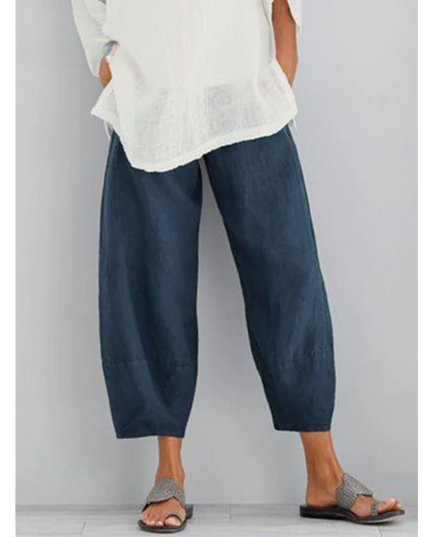 Damskie Spodnie Haremki Cropped z Gumą w Pasie Letnie