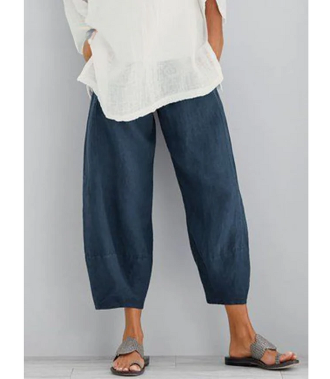 Damskie Spodnie Haremki Cropped z Gumą w Pasie Letnie
