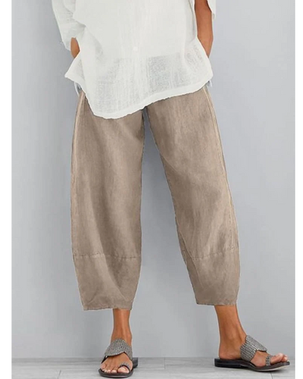 Damskie Spodnie Haremki Cropped z Gumą w Pasie Letnie