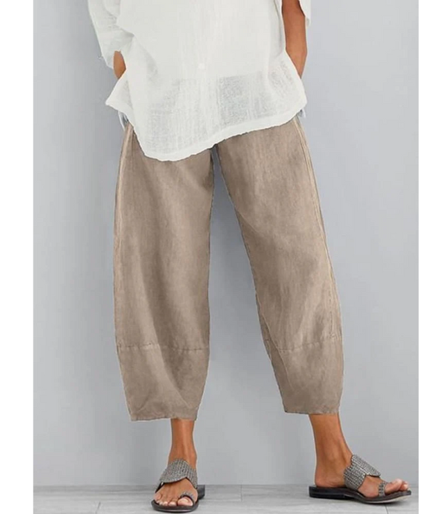 Damskie Spodnie Haremki Cropped z Gumą w Pasie Letnie