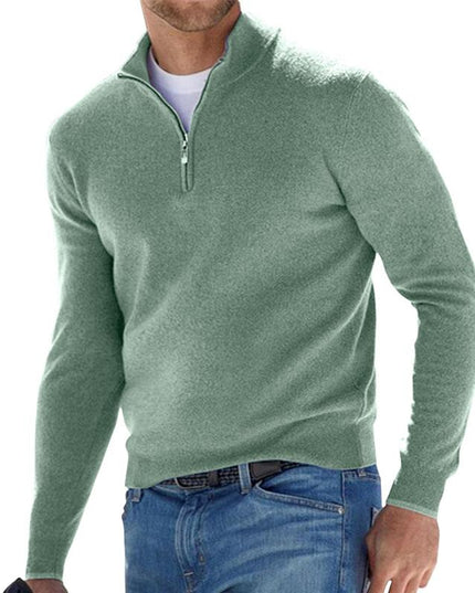 Męski Sweter Dzianinowy z Krótkim Zamkiem Nowoczesny