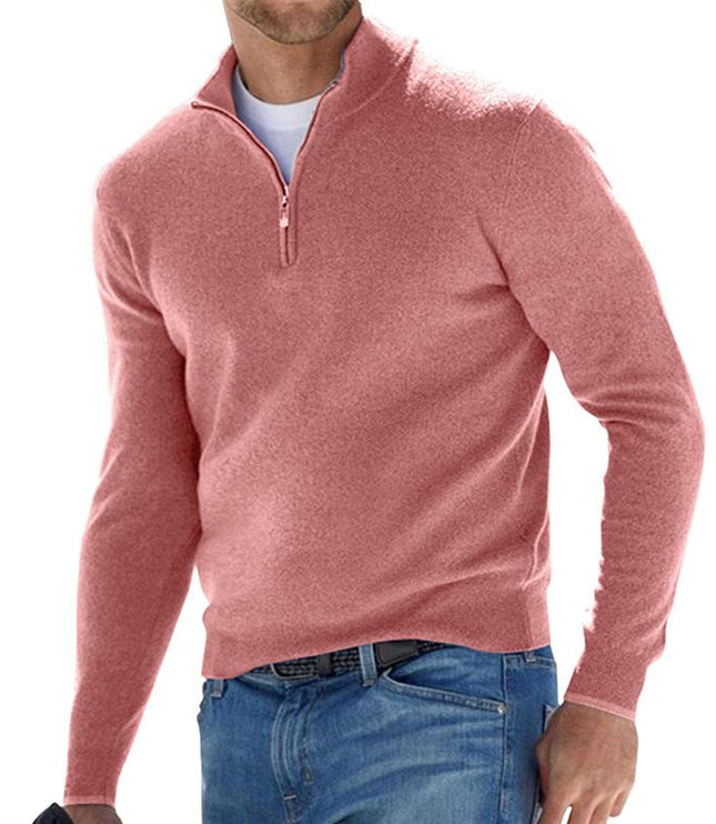 Męski Sweter Dzianinowy z Krótkim Zamkiem Nowoczesny