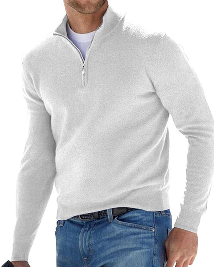 Męski Sweter Dzianinowy z Krótkim Zamkiem Nowoczesny
