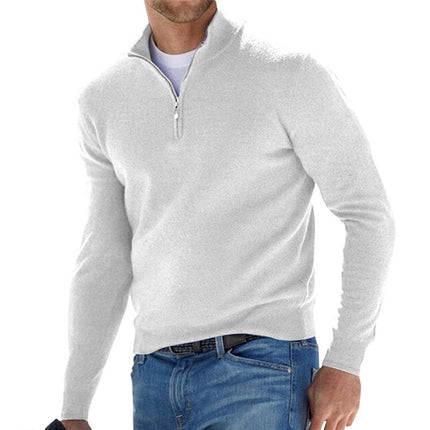 Męski Sweter Dzianinowy z Krótkim Zamkiem Nowoczesny