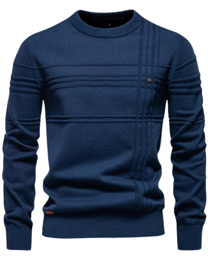 Męski Sweter w Drobne Paski Dzianinowy na Zimę Ciepły