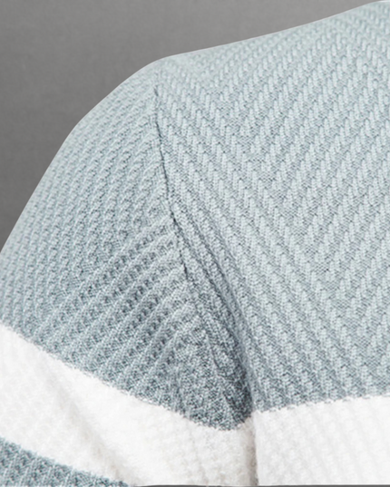 Męski Sweter w Paski Dzianinowy z Okrągłym Dekoltem