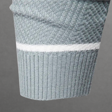 Męski Sweter w Paski Dzianinowy z Okrągłym Dekoltem