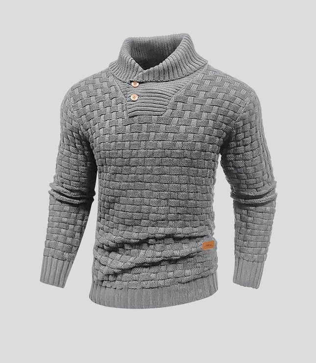 Męski Sweter z Wysokim Kołnierzem Dzianinowy Klasyczny