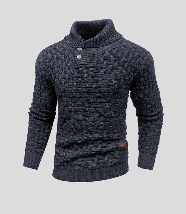 Męski Sweter z Wysokim Kołnierzem Dzianinowy Klasyczny