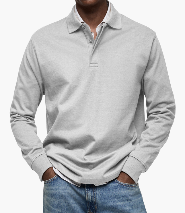 Elegant Men's Long Sleeve Casual Polo Shirt