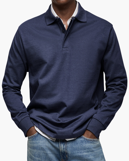 Elegant Men's Long Sleeve Casual Polo Shirt