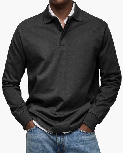 Elegant Men's Long Sleeve Casual Polo Shirt