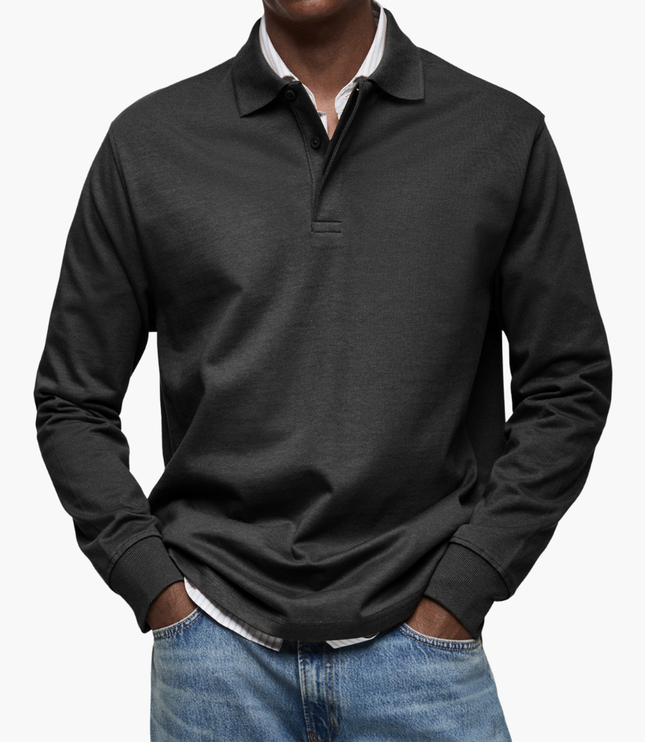 Elegant Men's Long Sleeve Casual Polo Shirt