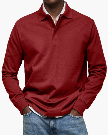 Elegant Men's Long Sleeve Casual Polo Shirt