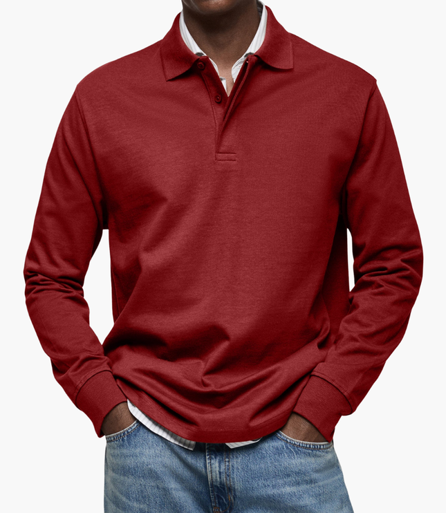 Elegant Men's Long Sleeve Casual Polo Shirt