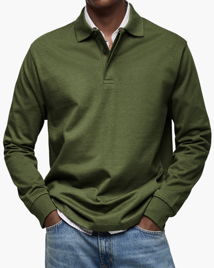 Elegant Men's Long Sleeve Casual Polo Shirt