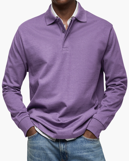 Elegant Men's Long Sleeve Casual Polo Shirt