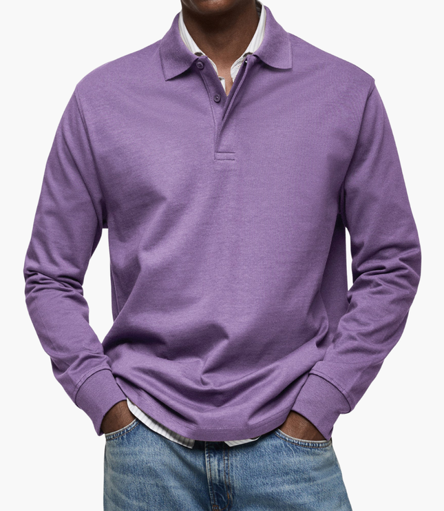 Elegant Men's Long Sleeve Casual Polo Shirt