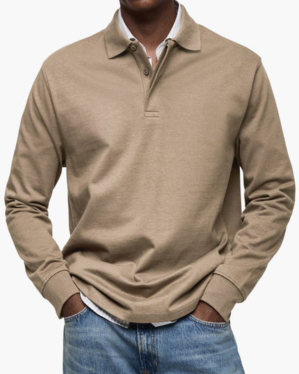 Elegant Men's Long Sleeve Casual Polo Shirt