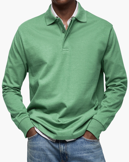 Elegant Men's Long Sleeve Casual Polo Shirt