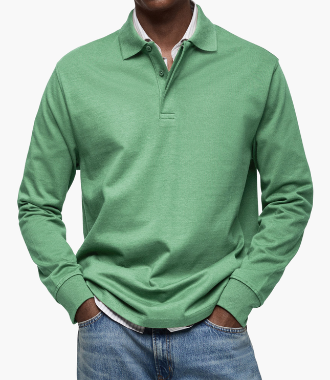 Elegant Men's Long Sleeve Casual Polo Shirt