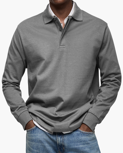 Elegant Men's Long Sleeve Casual Polo Shirt