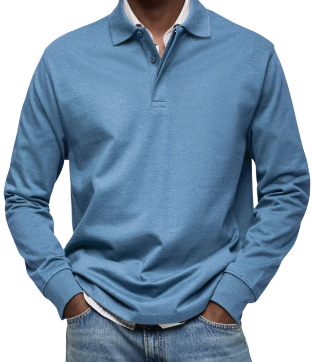 Elegant Men's Long Sleeve Casual Polo Shirt