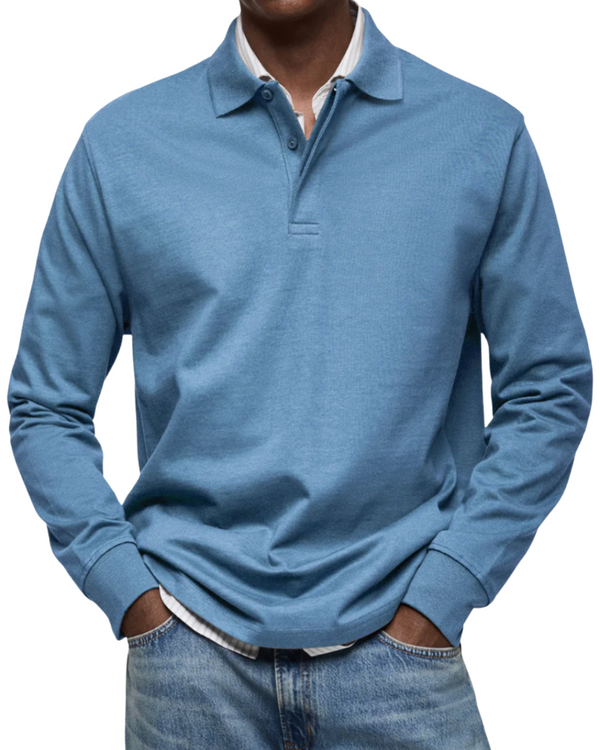 Elegant Men's Long Sleeve Casual Polo Shirt