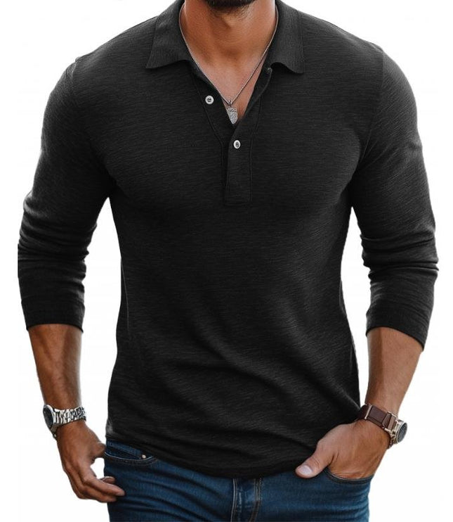 Męska Koszulka Polo Slim Fit z Długim Rękawem