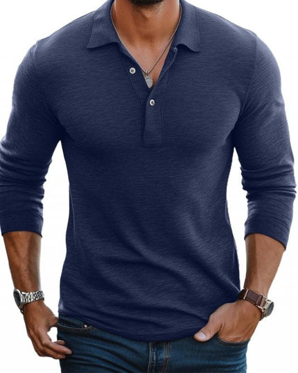 Męska Koszulka Polo Slim Fit z Długim Rękawem