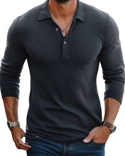 Męska Koszulka Polo Slim Fit z Długim Rękawem