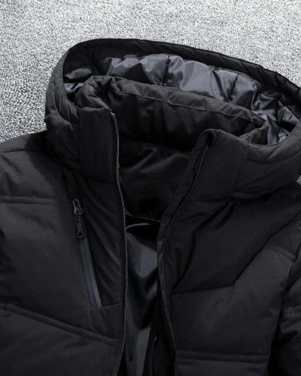 Herren Winterjacke Gefütterte Kapuzenjacke Abnehmbarer Kapuze Polyester