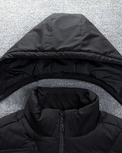 Herren Winterjacke Gefütterte Kapuzenjacke Abnehmbarer Kapuze Polyester