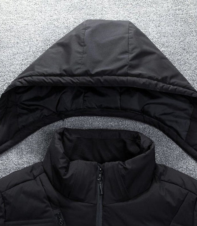 Herren Winterjacke Gefütterte Kapuzenjacke Abnehmbarer Kapuze Polyester