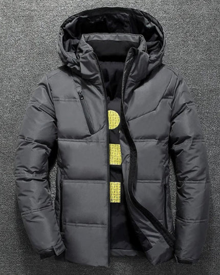 Herren Winterjacke Gefütterte Kapuzenjacke Abnehmbarer Kapuze Polyester