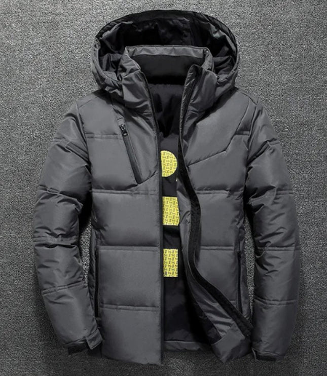 Herren Winterjacke Gefütterte Kapuzenjacke Abnehmbarer Kapuze Polyester