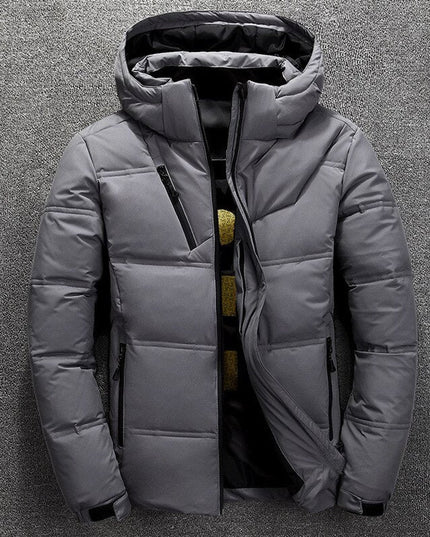 Herren Winterjacke Gefütterte Kapuzenjacke Abnehmbarer Kapuze Polyester