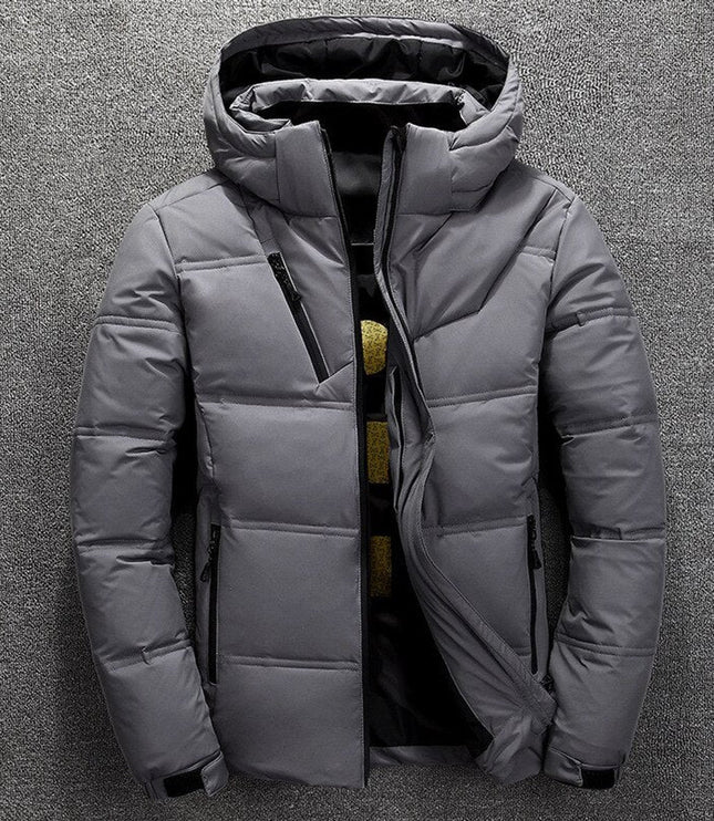 Herren Winterjacke Gefütterte Kapuzenjacke Abnehmbarer Kapuze Polyester