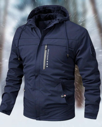 Herren Winterjacke wasserdicht gefüttert mit Kapuze - Dunkelblau